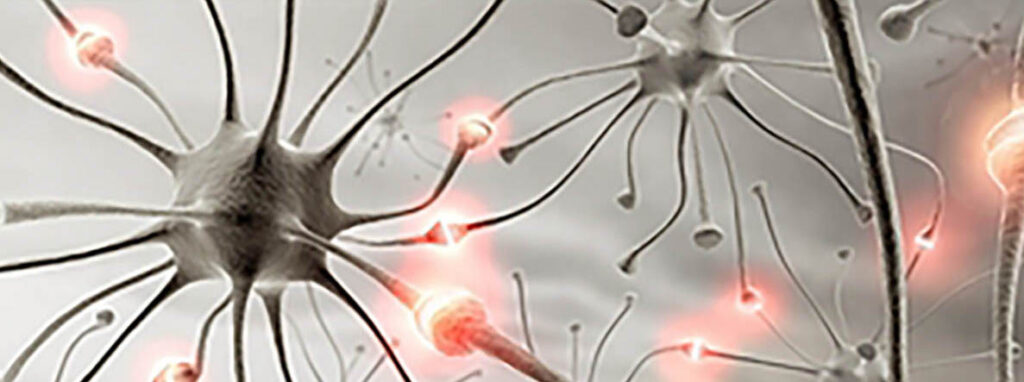 nerves with red sparks for the synapses